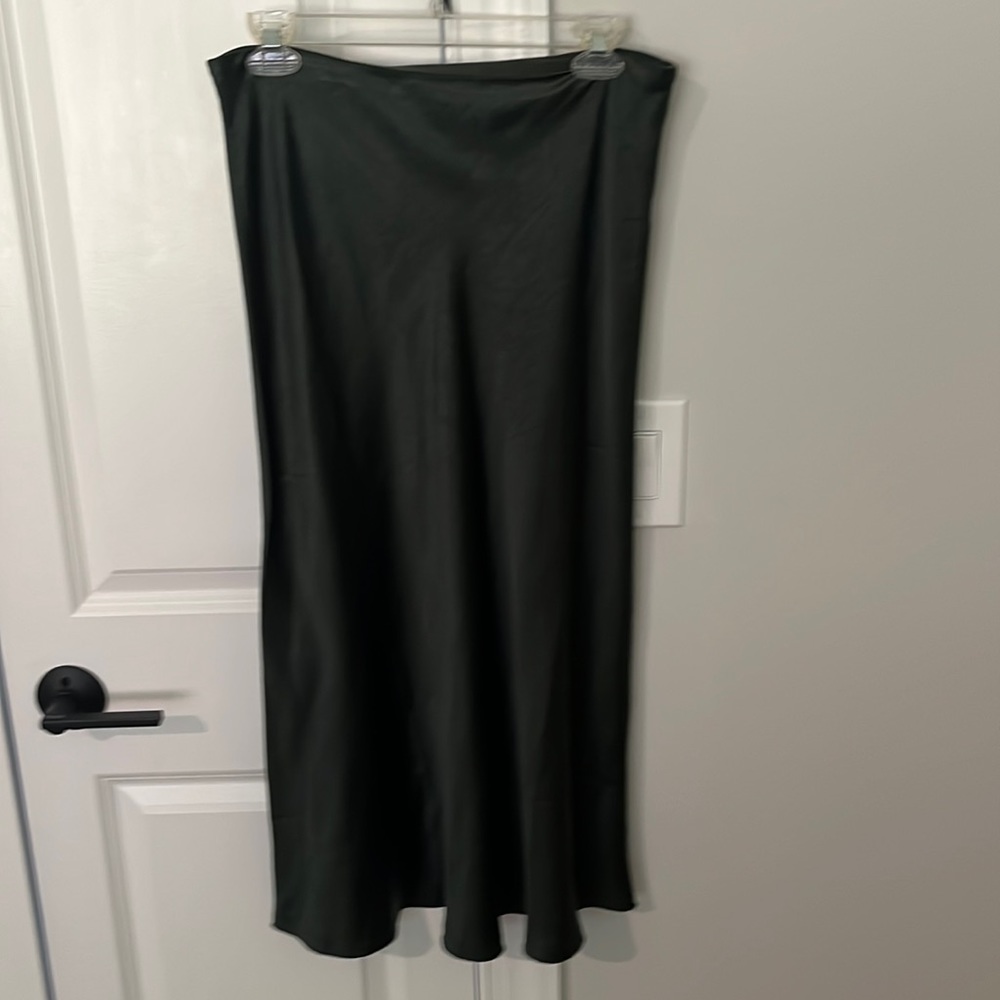 Army green satin skirt